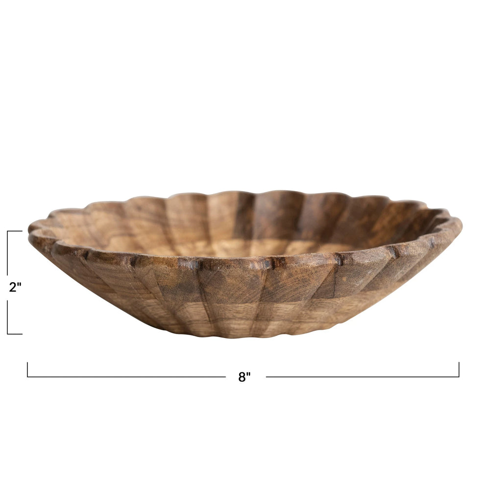 
            
                Load image into Gallery viewer, Mango Wood Scalloped Bowl
            
        