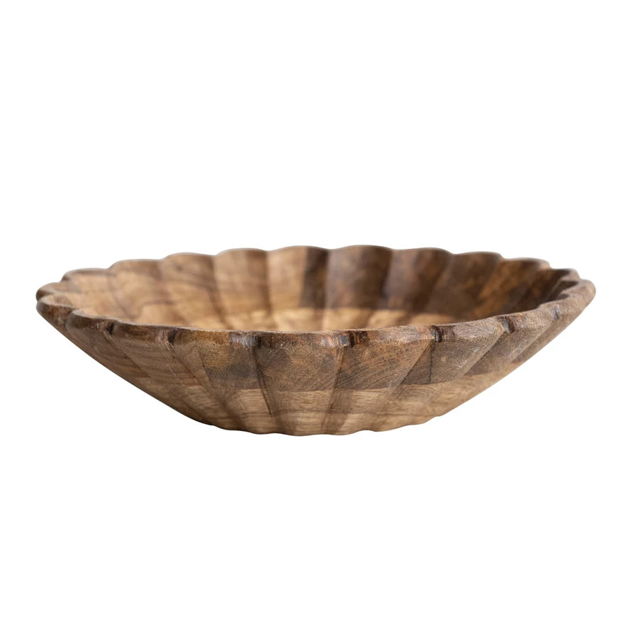 
            
                Load image into Gallery viewer, Mango Wood Scalloped Bowl
            
        