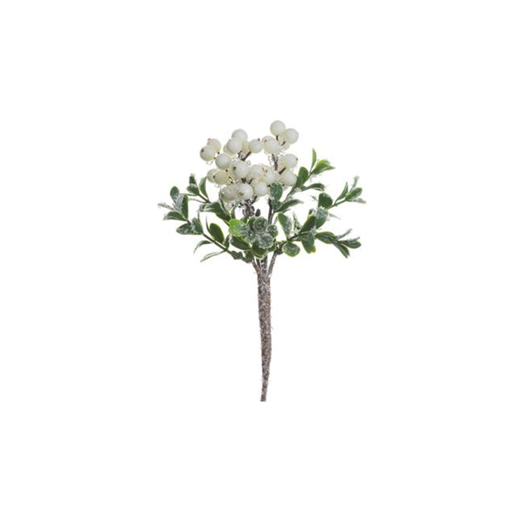 
            
                Load image into Gallery viewer, 8&amp;quot; Cream Iced Berry/Boxwood Pick
            
        