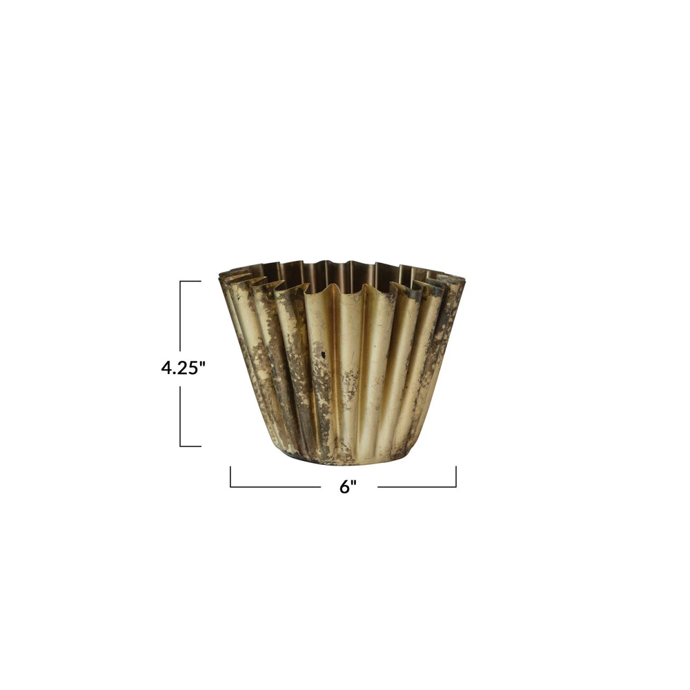 
            
                Load image into Gallery viewer, Small Fluted Metal Planter
            
        
