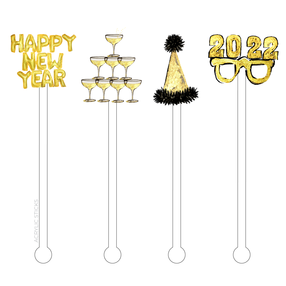 Happy New Year Stir Sticks