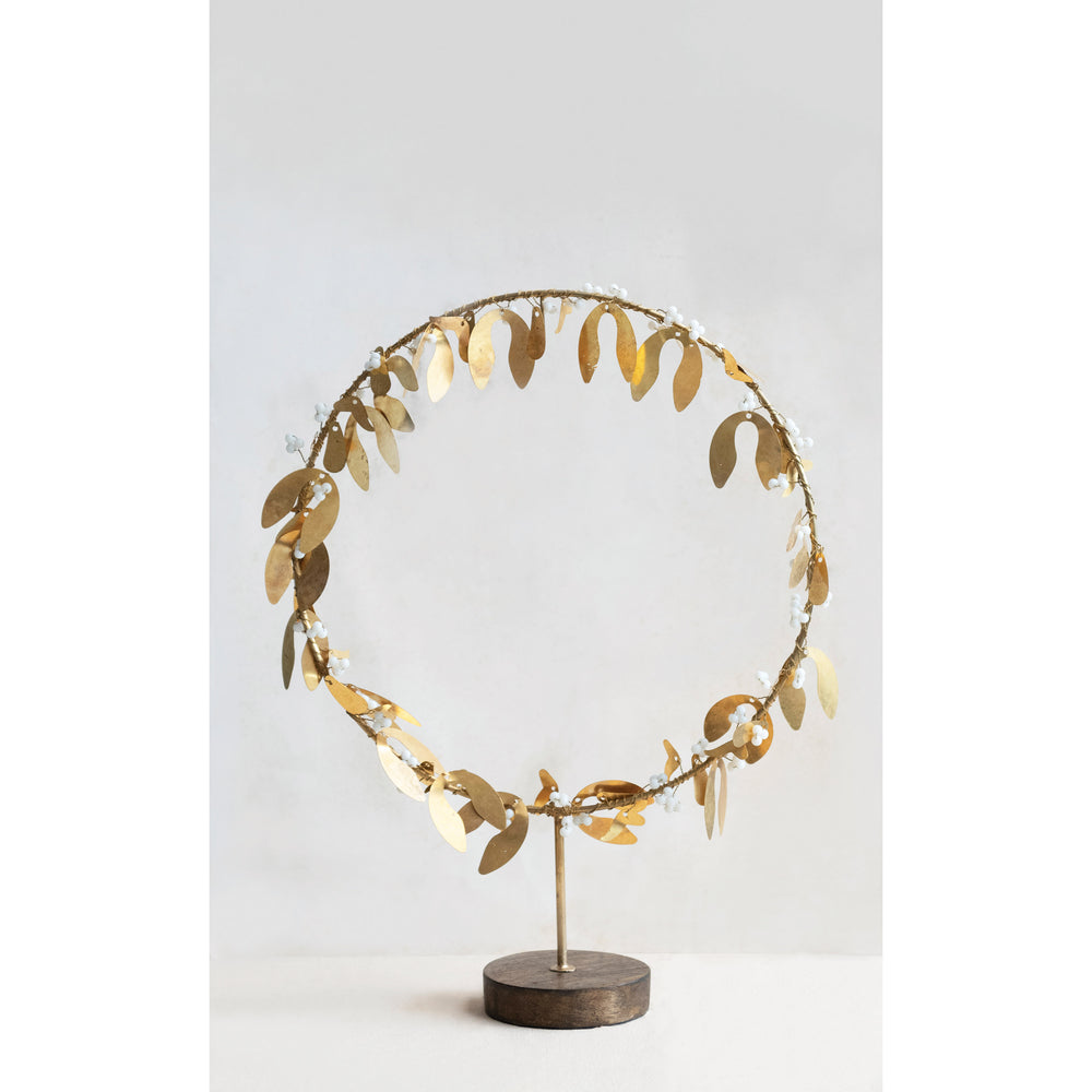 
            
                Load image into Gallery viewer, Bead Wreath on Stand with Leaves and Berries
            
        